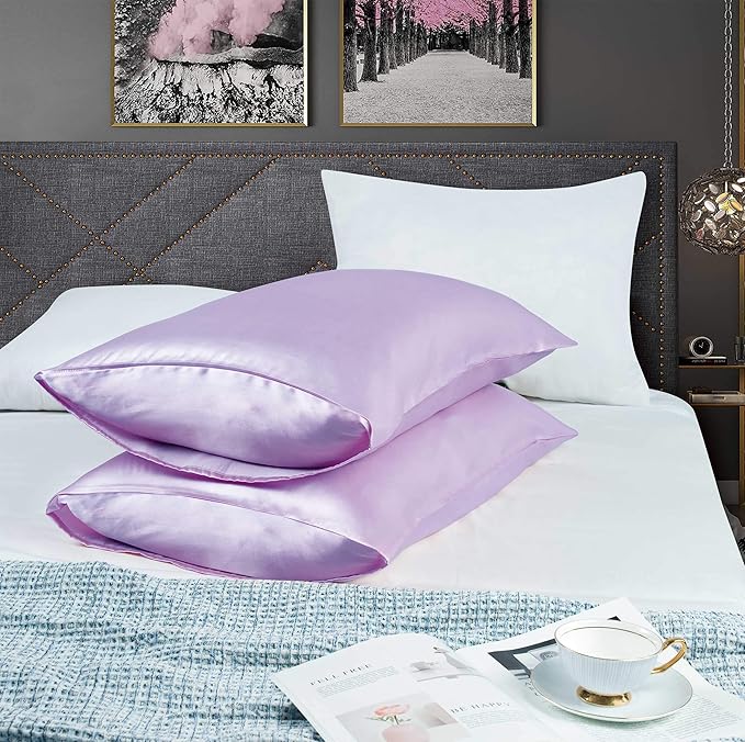 Tyfitb Satin Pillowcase Set for Hair & Skin Care – Cooling, Hypoallergenic, Anti-Frizz, Wrinkle-Free – Soft, Luxurious Pillowcases with Envelope Closure – 2-Pack, Standard Size 20x26, Gift-Ready