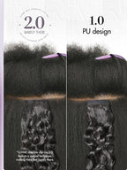 LUVME Invisible Clip in Hair Extensions 2 Pack Messy Curly Real Human Hair, Remy Hair Clip ins for Women, Natural Human Hair, 14 inch 220g 12Pcs, Natural Black