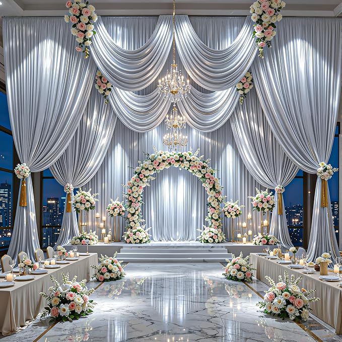 30x10ft Silver Glitter Backdrop Curtain - Image 3