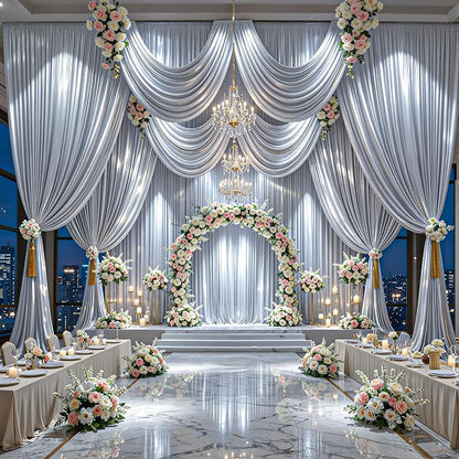 30x10ft Silver Glitter Backdrop Curtain - Image 3