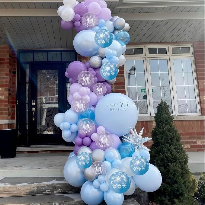 Pearl Purple and Blue Balloons 50pcs, Winter Wonderland Pearl Purple Blue White - Image 6