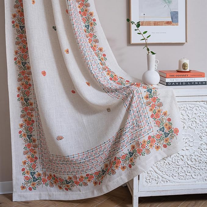 MYSKY HOME Boho Floral Curtains by MYSKYHOME