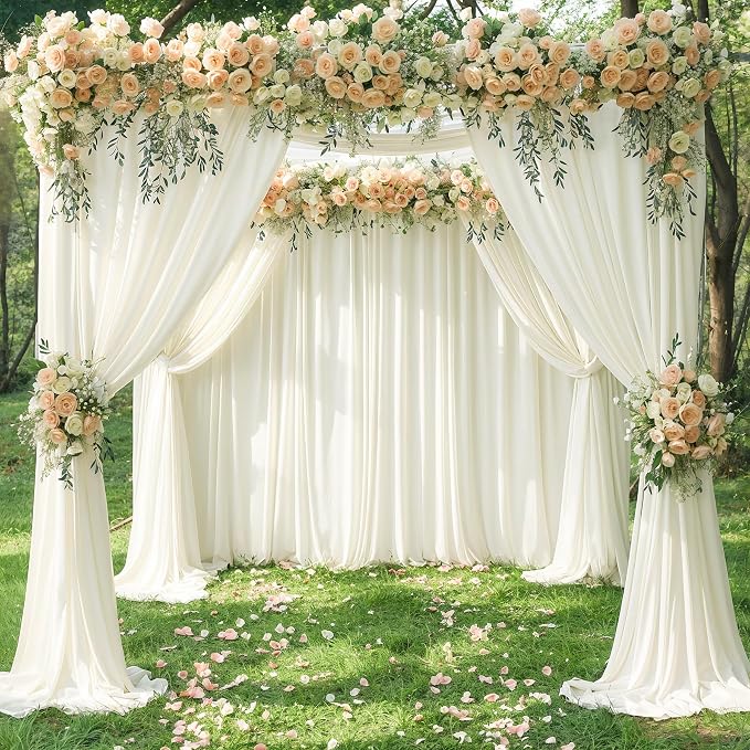 10 Panels Ivory Backdrop Curtains - Image 3