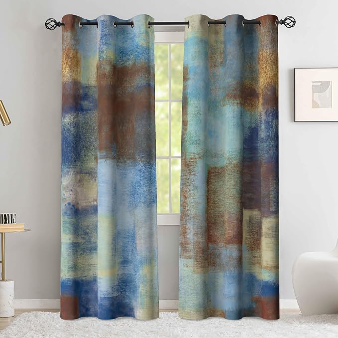 Asuexpect Abstract Curtains 2 Panels Abstract Rust Curtain Room Darkening - Image 3
