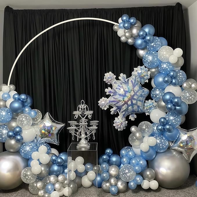 Snowflake Balloons Winter Blue White Silver Balloons Metallic Pearl Blue Silver - Image 4