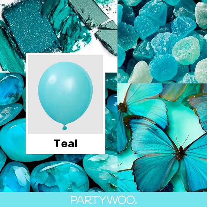 PartyWoo Teal Balloons 120pcs Turquoise Dark Teal Color 5 Inch | 18 12 10 5 - Image 2