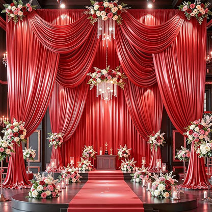 20x10ft Red Glitter Backdrop Curtain - Image 3