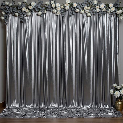 Outpain Thick 10 ft x 10 ft Black Silver Sequin Backdrop Curtain by Outpain