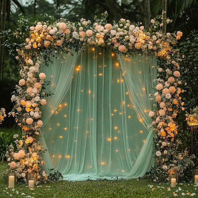 Green Tulle Backdrop Curtains - Image 5