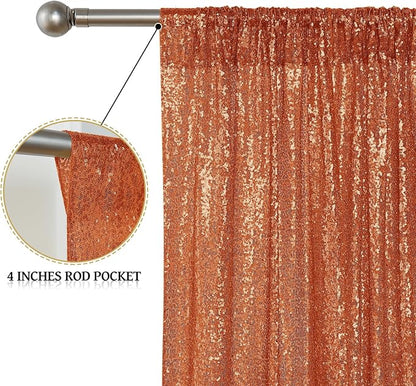 Sugargirl Orange Sequin Backdrop Curtain 2 Panels 2FTx8FT Glitter Orange - Image 4
