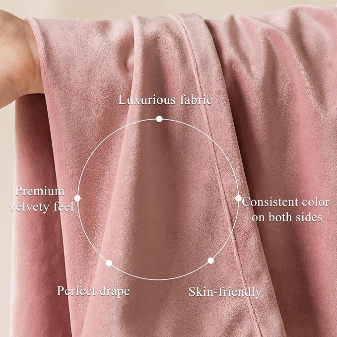 Dusty Pink Velvet Curtains for Girls Bedroom, W52 x L132, 2 Panels | Room - Image 4