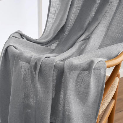 MIULEE Grey Linen Curtains 52x90 Inch Long - Image 6