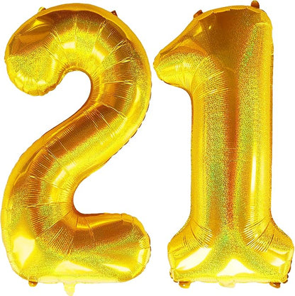 Jonhamwelbor 40 Inch Laser Gold 21 Balloon Number Foil Mylar Giant Balloon by Jonhamwelbor