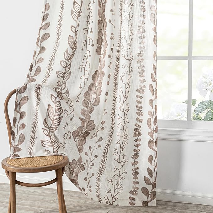 Boho Curtains 2 Panels Curtains 63 Inches Long Boho Linen Style Curtains - Image 6