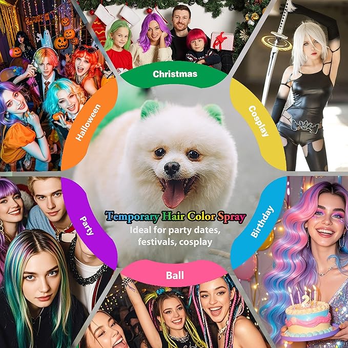 Temporary Hair Color Spray | 150ml Instant Hair Spray for Adults & Kids | Washable & Non-Sticky, Gentle Formula, Green | Halloween, Cosplay, Costume Party, Festivals