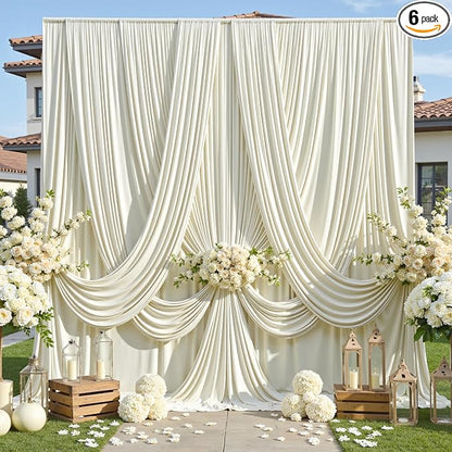 30ft×12ft Wrinkle Free Ivory Backdrop Curtain by ENJOYYOURPARTY