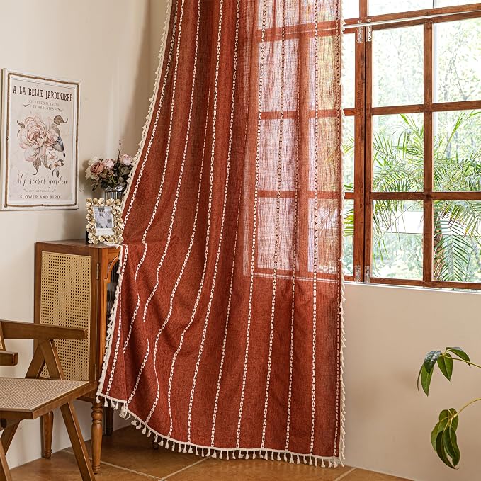 Sutuo Home Terracotta Boho Farmhouse Curtains by SutuoHome