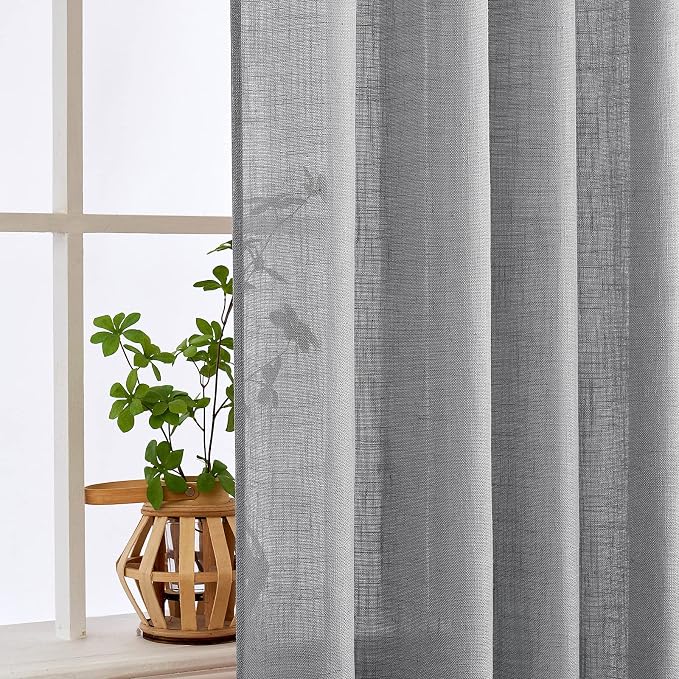MIULEE Grey Linen Curtains 52x90 Inch Long - Image 5