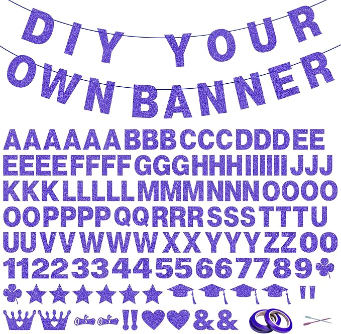 131 PCS Custom Banner 5" DIY Party Letter Banners Personalized Decor | Blue by Unknown