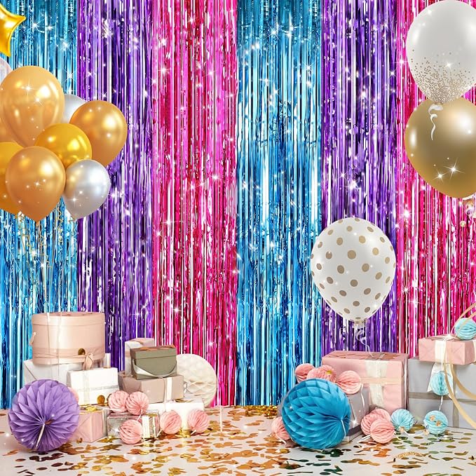 2Pack Blue Purple Pink Party Streamers, Photo Booth Props - Image 4