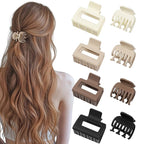 Matte Hair Clips for Women, 8PCS Medium Hair Clips for Thin/Thick Hair Rectangle Hair Claw Double Row Small Claw Clips Non-Slip Hair Accessories