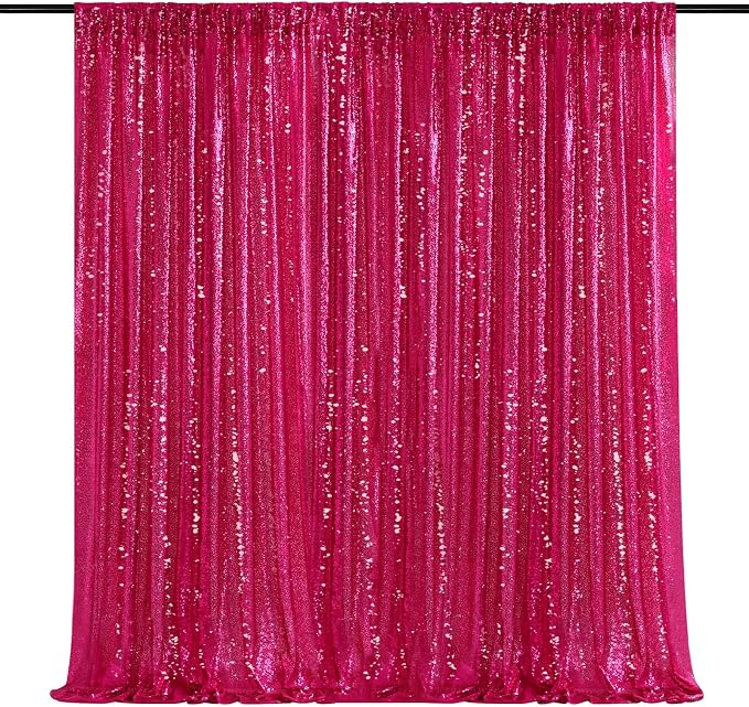 Sequin Backdrop Hot Pink 8ft x 8ft Glitter Photo Booth Backdrop | Sequin Photo by QueenDream