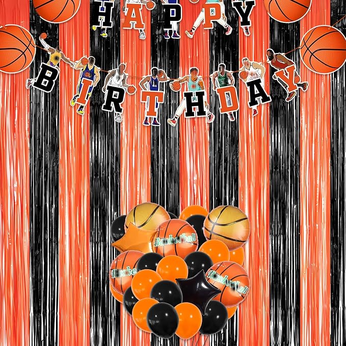 Black Orange Streamers Party Backdrop - Image 5