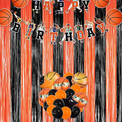 Black Orange Streamers Party Backdrop - Image 5