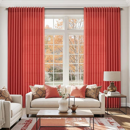 Christmas Red Linen Curtains 90 Inches Long - Image 6