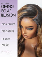 LUVME HAIR 7x6 HD Lace All-Day Comfort Wig 200% Density Hair PartingMax Lace Wigs Highlight Color Loose Body Wave Lace Front Wigs Human Hair Pre Cut Plucked Lace Frontal Glueless 22 Inches Mix Brown