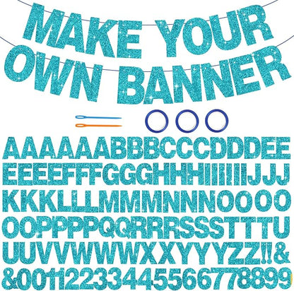 BEISHIDA Glitter Lake Blue 116 PCS A-Z DIY Letter Custom Banner Party Decor | by Beishida