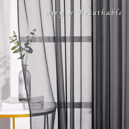 NICETOWN Sheer Curtains for Bedroom Windows, Grommet Casual Soft Voile Sheer - Image 5