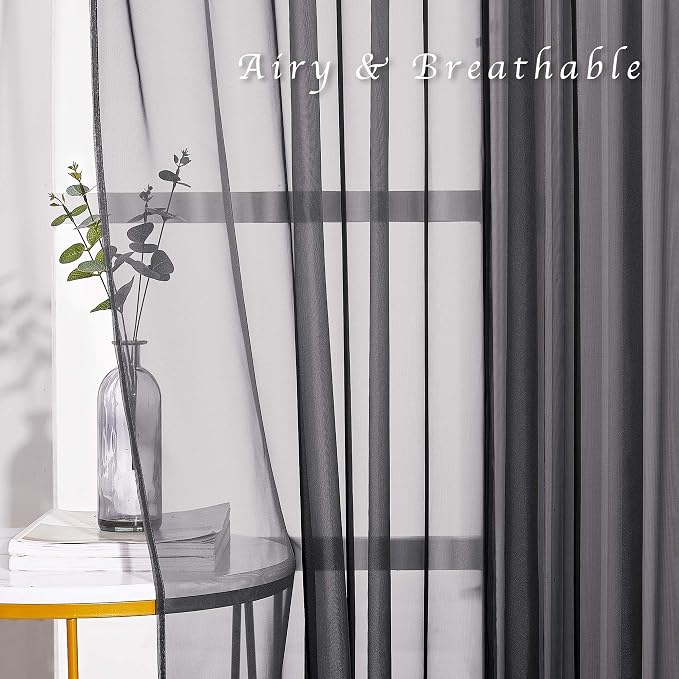 NICETOWN Living Room Sheer Curtains 108 inch Long, Eyelet Top Voile Textured - Image 6