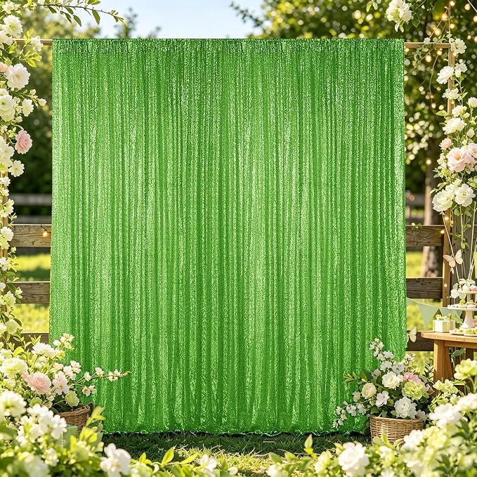 Hahuho Light Green Sequin Backdrop Curtain, Banquet Decoration（2 Panels - Image 4