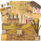 35 Pcs Christmas Gifts For Women, Honey & Almond Bath & Body Gift Basket, Face Skin Care Kit, Home Spa Gift Set, Self-Care Kit, Necklace, Bath Bomb, Birthday, Valentines, Mother Day, Anniversary