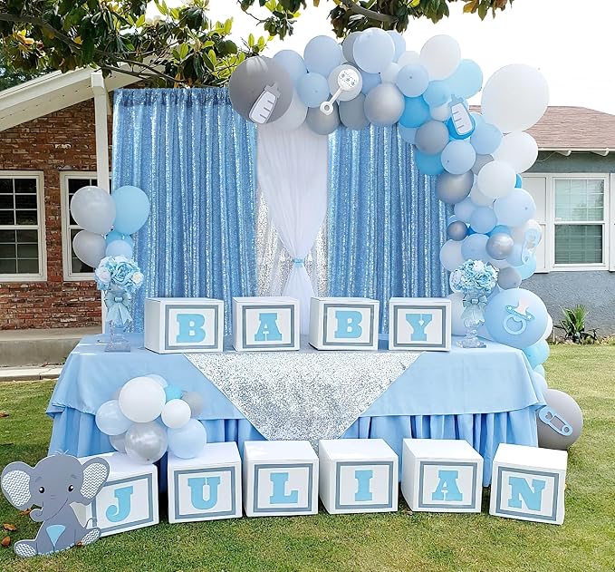 Baby Blue Sequin Backdrop Curtains 2 Pcs 3.3ftx8ft Sparkle Backdrop Fabric | - Image 5