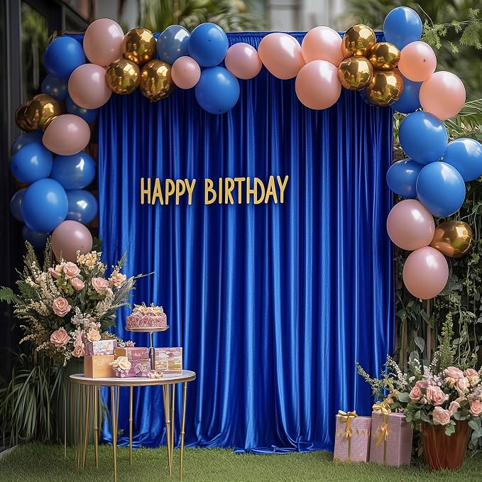 Royal Blue Backdrop Curtain Drapes - Image 4