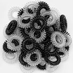 TailaiMei 30 Pcs Spiral Hair Ties, No Crease Coil Phone Cord Hair Ties for Thick Hair - Women Ponytail Holder Elastics(Black&Transparent)
