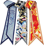 Skinny Scarf 3 Pack for Women – Bag Scarf, Silk Hair Scarves (Original Prints, Premium Twill, 3 Designs)