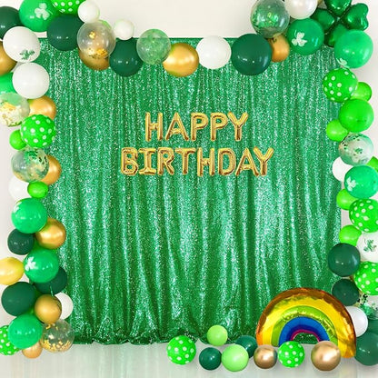 Dark Green 10ftx10ft Sequin Backdrop Curtain Glitter Christmas Background | - Image 3