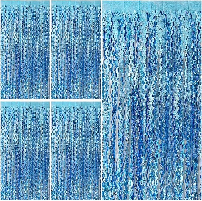 Tinsel Foil Fringe Curtains Wavy Backdrop by BOMSI