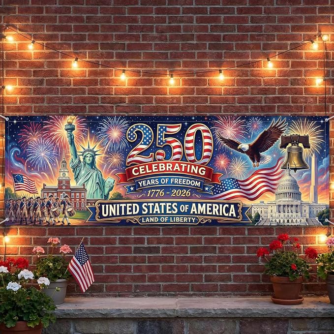 Personalized 250 Years of Freedom USA Banner 1776-2026, Patriotic American - Image 3