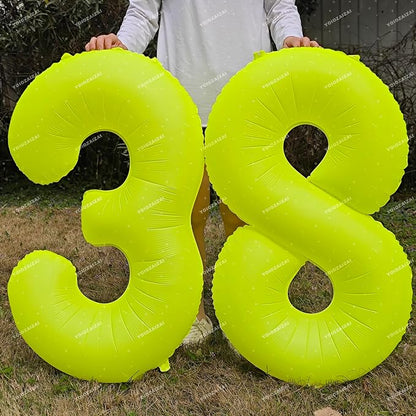 40 IN Fluorescent Yellow Number 8 Balloon Neon Yellow 8 Foil Balloon | - Image 5