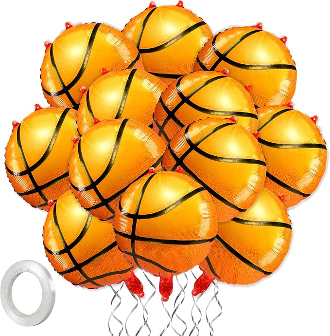 Fovths 12 Pieces Inflatable Basketball Balloons 18 Inches Basketballs Foil by Fovths