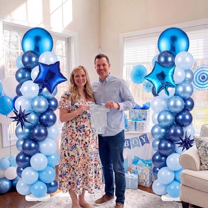 Skylety 2 Sets Blue Balloon Column Stand Kit Adjustable Metallic Blue Balloon - Image 6