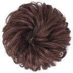 FESHFEN Messy Bun Hair Piece - Elastic Wavy Curly Hair Bun Scrunchies Extensions Synthetic Chignon Hairpieces for Women Girls, Dark Auburn 1.5 oz