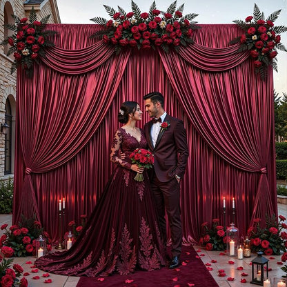 10x10 ft Burgundy Glitter Backdrop Curtain - Image 5