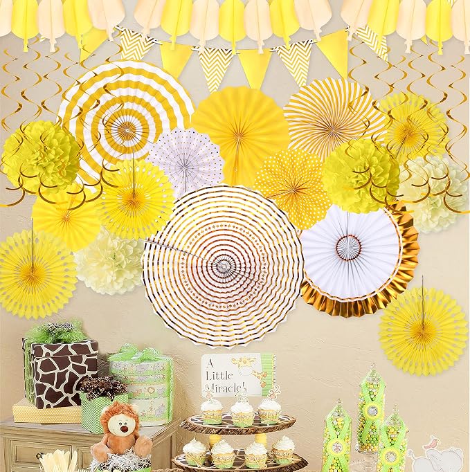 35PCS Party Decorations Paper Fan Hanging Set - Image 2