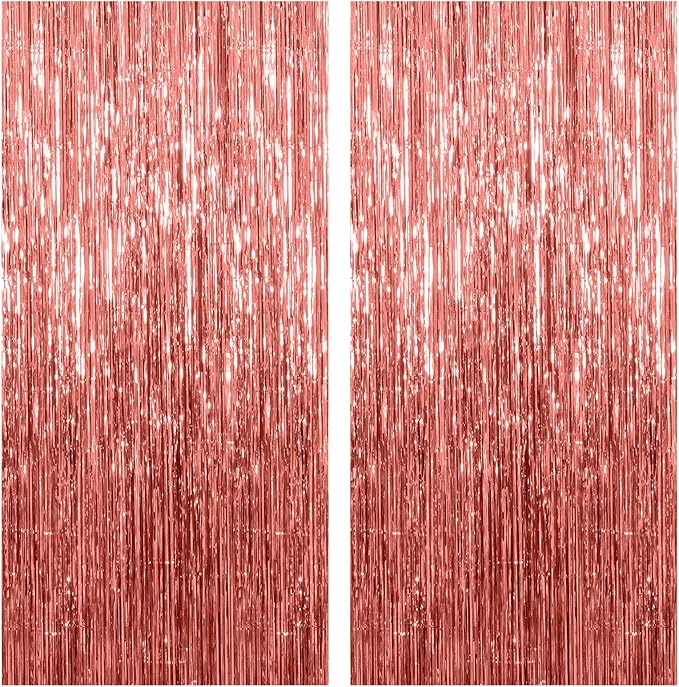2 Pack Rose Gold Backdrop Birthday Decorations Foil Curtain Bachelorette Party by KEJ