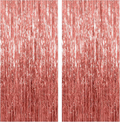 2 Pack Rose Gold Backdrop Birthday Decorations Foil Curtain Bachelorette Party by KEJ